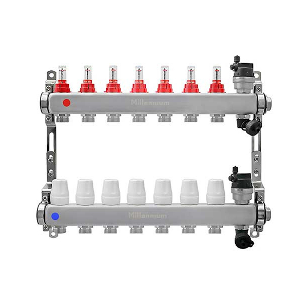 Коллектор из нержавеющей стали с расходомерами 1"x3/4" 7 контуров