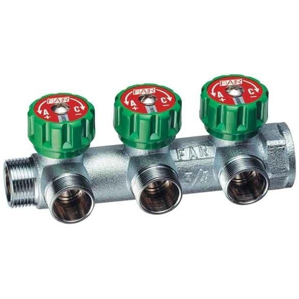 Регулирующий коллектор плоское уплотнение 1'-3/4 3 выхода