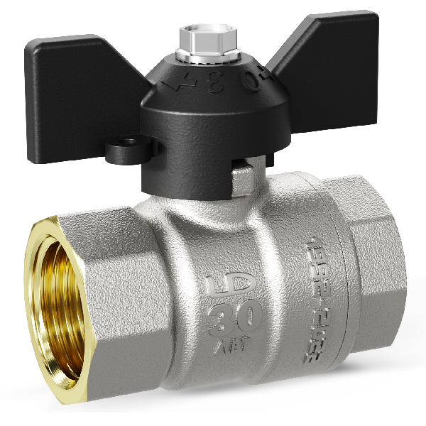 Кран шаровой латунный 1/2 внутренняя/внутренняя ручка бабочка Pride