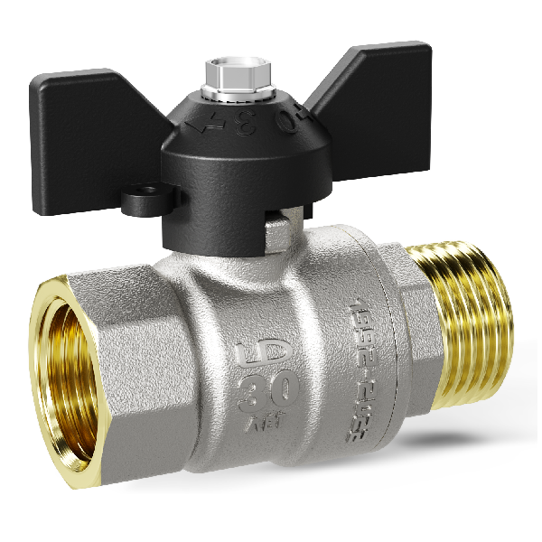 Кран шаровой латунный 1 1/4 внутренняя/наружная ручка бабочка Pride