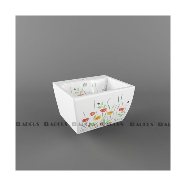 Раковина подвесная белая мозаика FLH