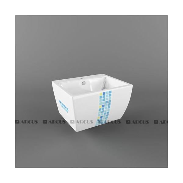 Раковина подвесная белая мозаика MM