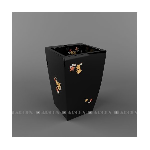 Раковина постамент черная мозаика HXY