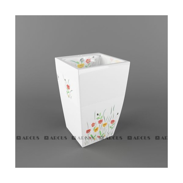 Раковина постамент белая мозаика FLH