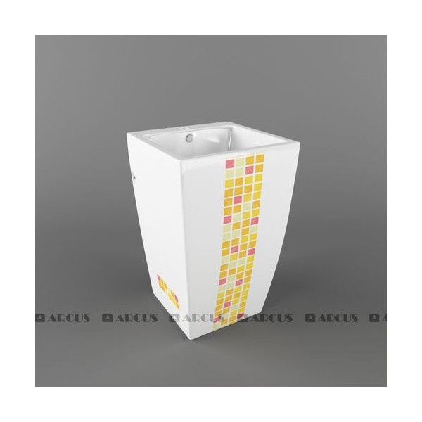 Раковина постамент белая мозаика JGMSK