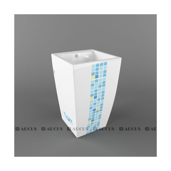 Раковина постамент белая мозаика MM