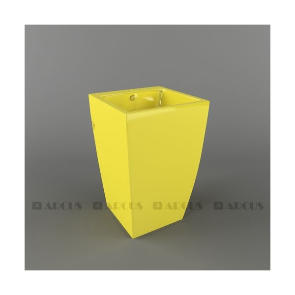 Раковина постамент желтая