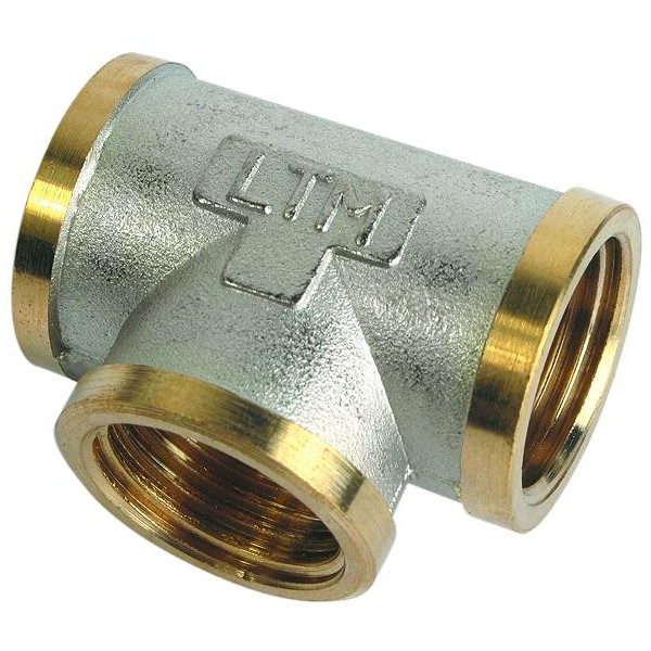 Тройник 1"-1/2-1" латунный внутренняя/внутренняя/внутренняя