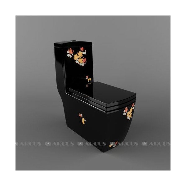 Унитаз моноблок черный мозаика HXY