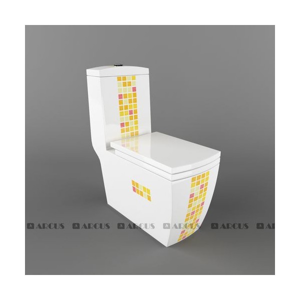 Унитаз моноблок белый мозаика JGMSK